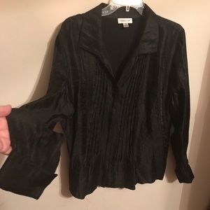 NWOT Shimmer Pintucked Coldwater Creek Blouse Blk